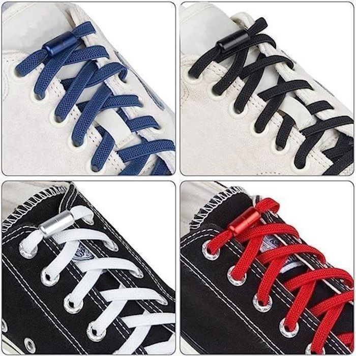 6 paires de lacets élastiques avec boucle capsule en métal baskets universelles enfants et adultes