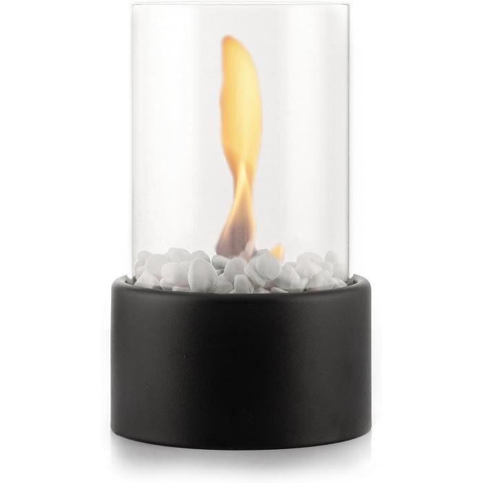 Chimenea de mesa de bioetanol con piedras decorativas