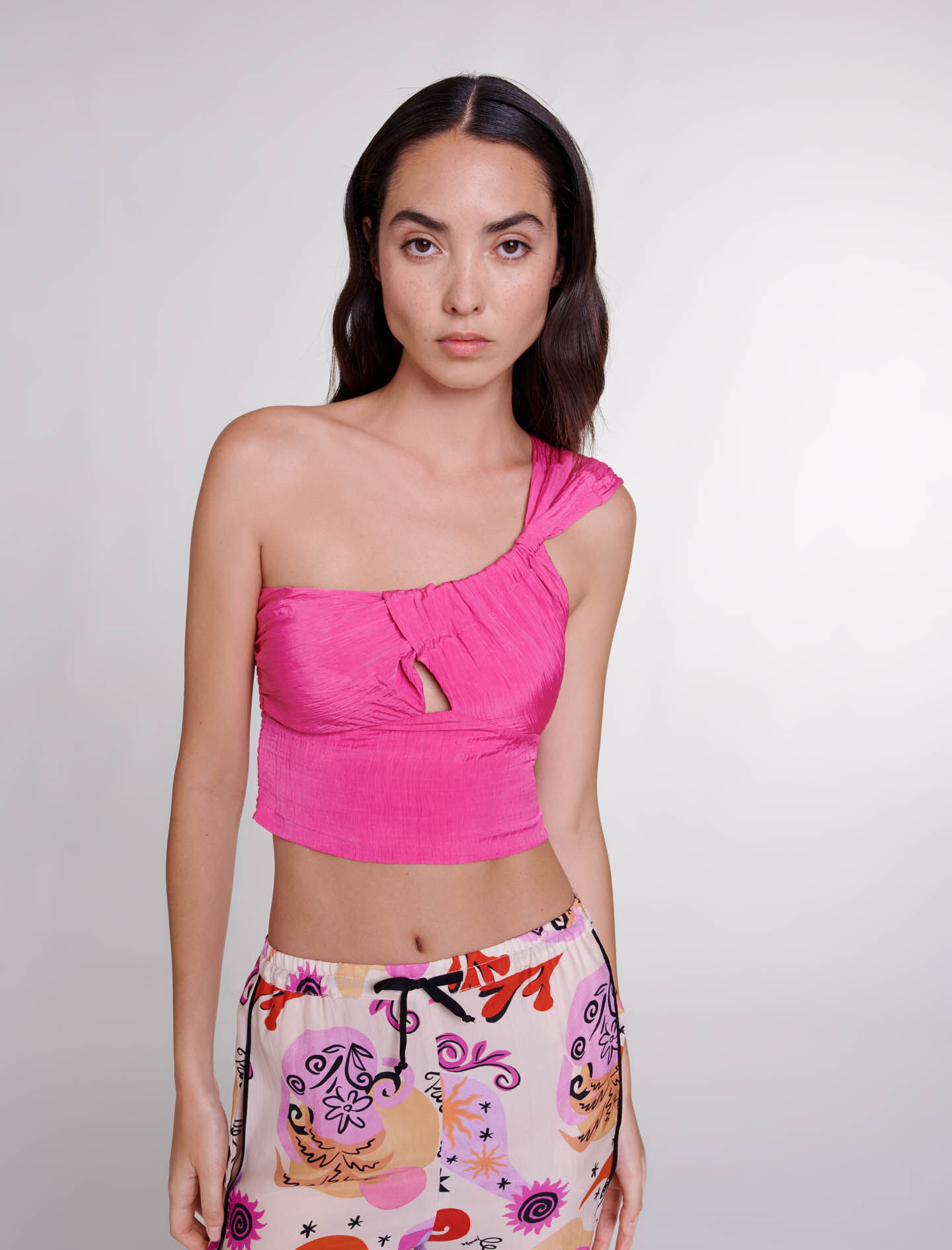 Top asimetric - Roz fuchsia