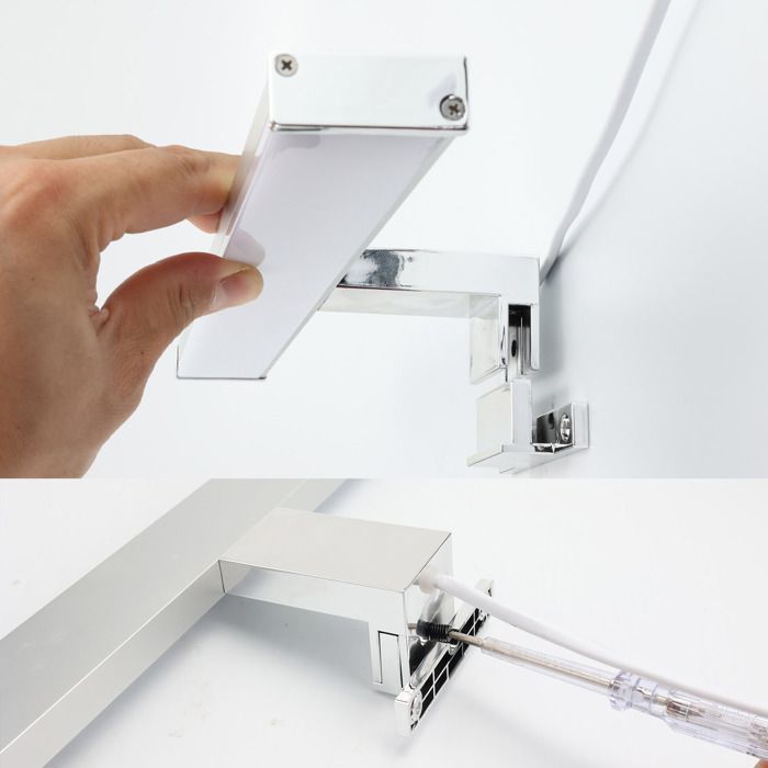 Aplique de pared LED de 12 W y 50 cm con protección IP44 para baño, espejo y muebles, diseño delgado, en aluminio cromado con luz blanca neutra.