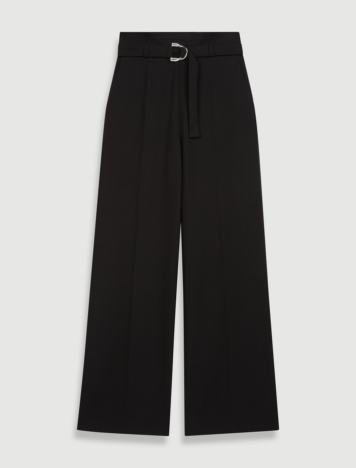 Pantaloni cu croi larg și curea - Negru