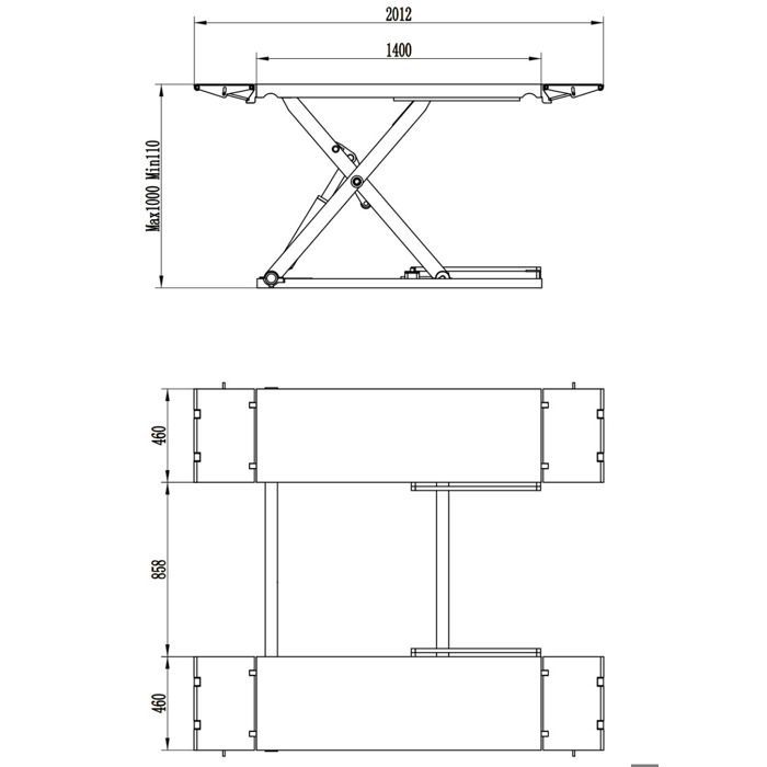 Pont ciseaux élévateur 3T 1000mm 230V MW Tools SL305M