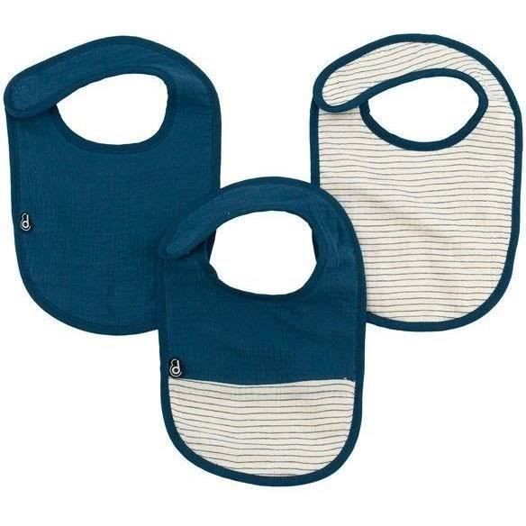 Lot x3 bavoirs - DOMIVA - 0-6 mois - Gaze de coton - Indigo