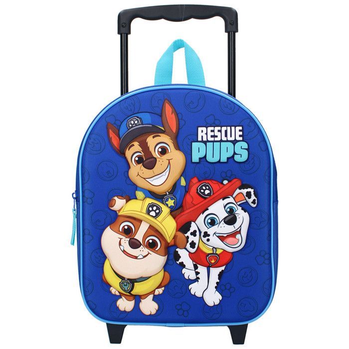 Mochila de Rodinhas 3D Patrulha Canina Azul para Educação Infantil