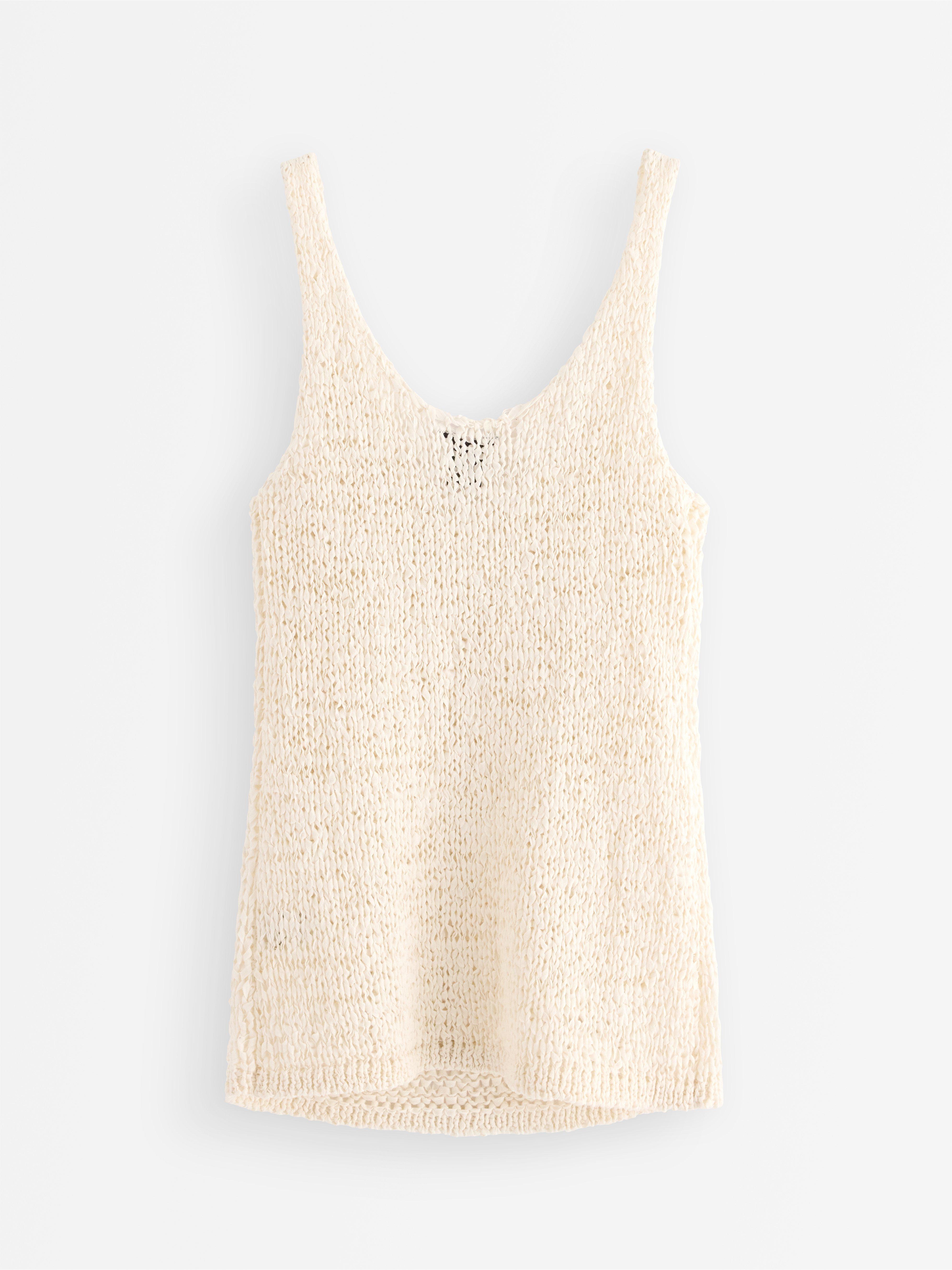 Stickat linne Off White