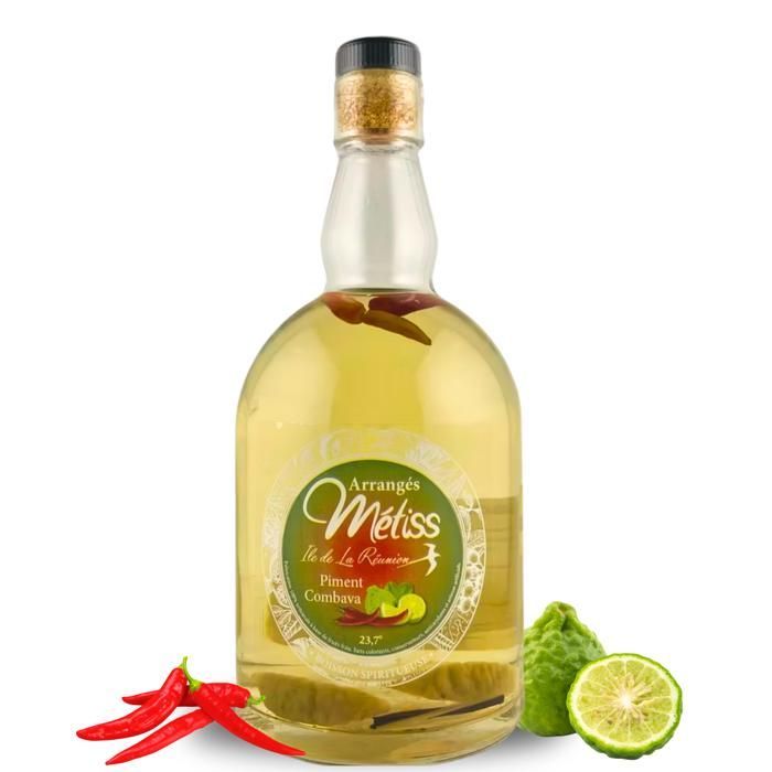 RHUM METISS | Flavored Rum 23.7% ABV Bird's Eye Chili - Kaffir Lime | 50cl bottle made with 100% Réunion Island rum