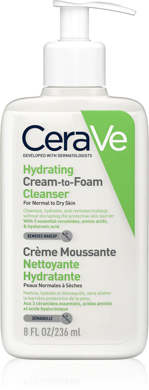 CeraVe Cleansers Hydrating Cream-to-Foam Cleanser voor de normale tot droge huid