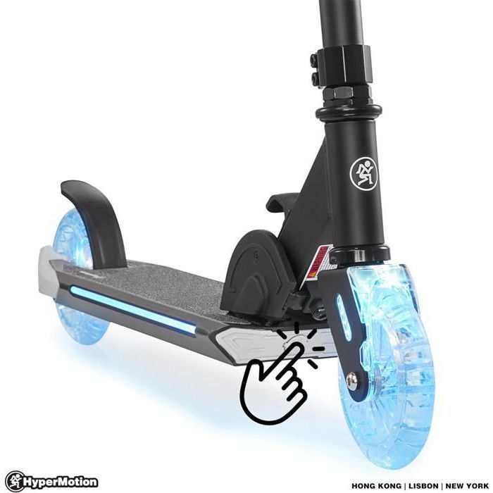 Kinderroller (ab 5 Jahren) – Maximale Belastung 50 kg – HyperMotion – Ice Flash – LED-Räder – Zusammenklappbar – Höhenverstellbarer Lenker (63–82 cm)
