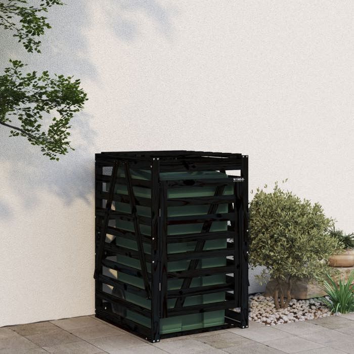 Copertura/riparo per bidone della spazzatura con ruote - VIDAXL - Legno massello di pino nero CC3356997