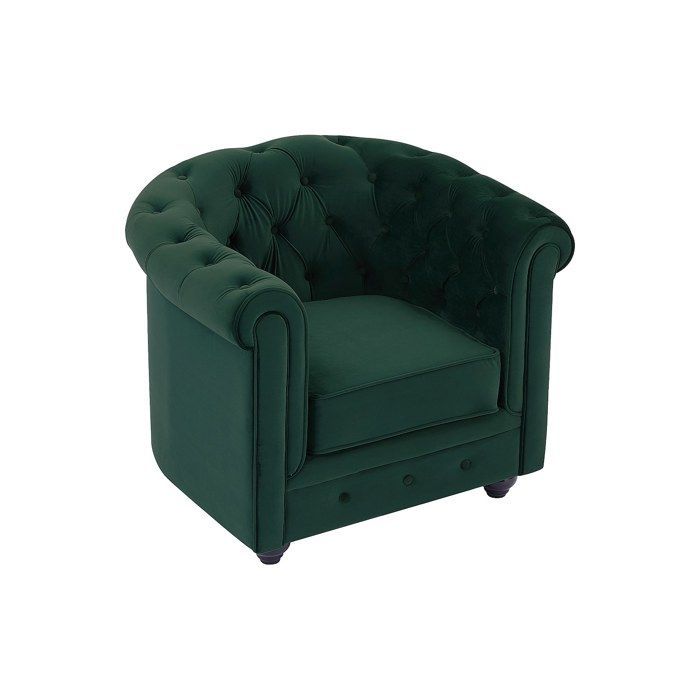Sofá de 3 plazas, sofá de 2 plazas y sillón en terciopelo verde CHESTERFIELD