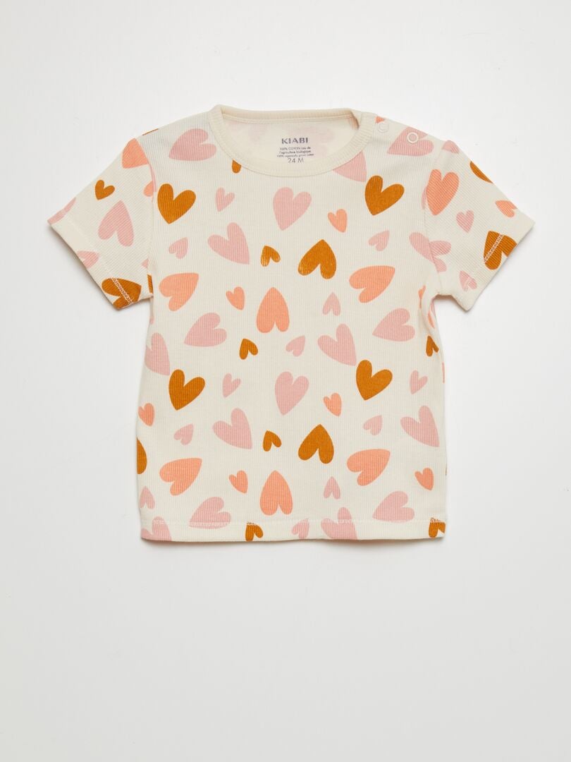 Set pijama tricou + pantaloni scurți - 2 piese - BEJ