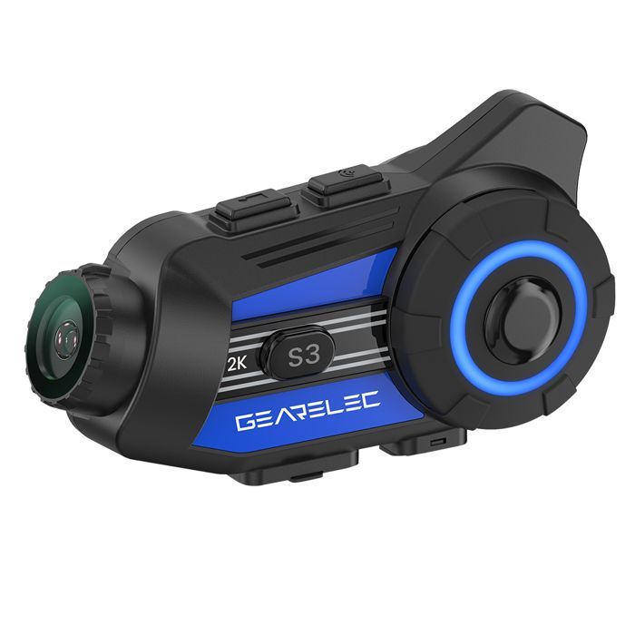 Kit interfono Bluetooth per casco da moto GEARELEC con telecamera HD 2K1500M per 8 motociclisti, impermeabile IP65, dashcam WiFi