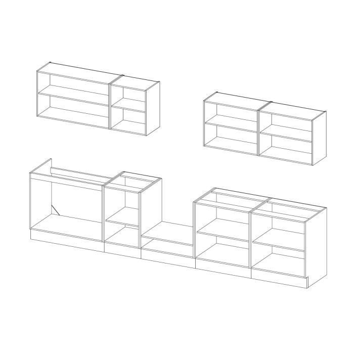 ULTRA Complete kitchen with oven unit and worktop included, 300 cm wide - Matte red