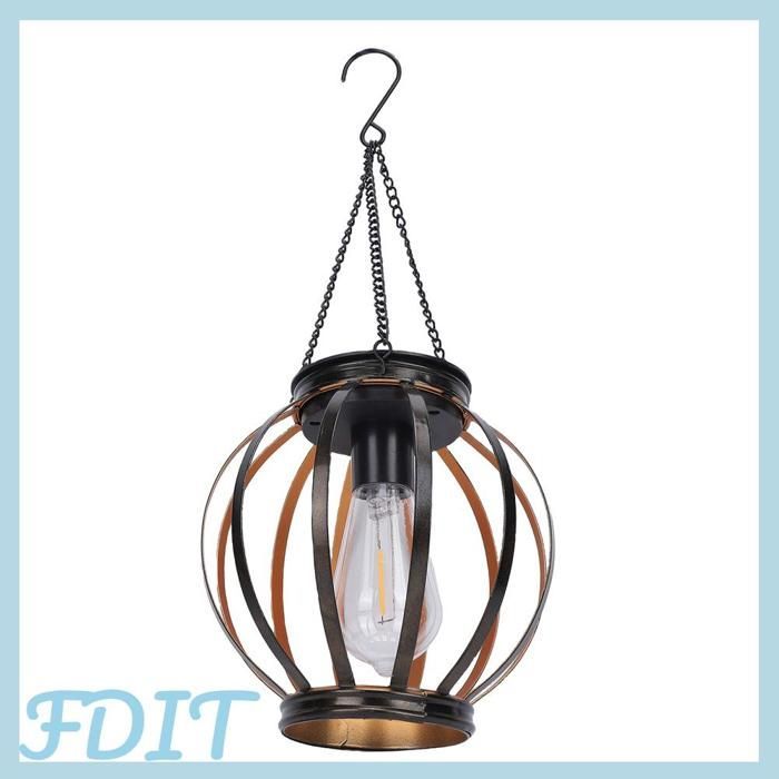 GOTOTOP lumière solaire avec crochet Lanterne solaire suspendue d'extérieur en métal, étanche, à énergie piscine balise Rond