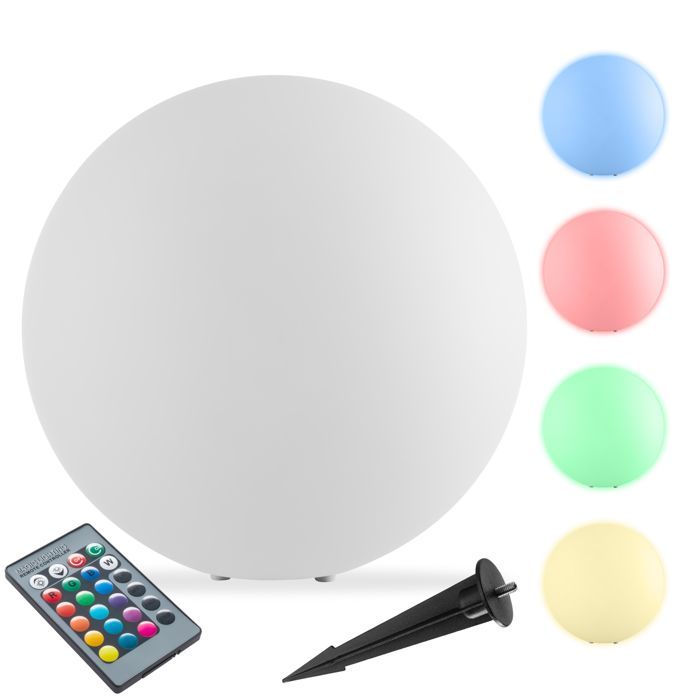 Iluminación - TECTAKE - Lámpara de globo con bombilla LED LUMINOUS GLOBE y mando a distancia 12W - Blanca - Tamaño M 40 x 40 cm