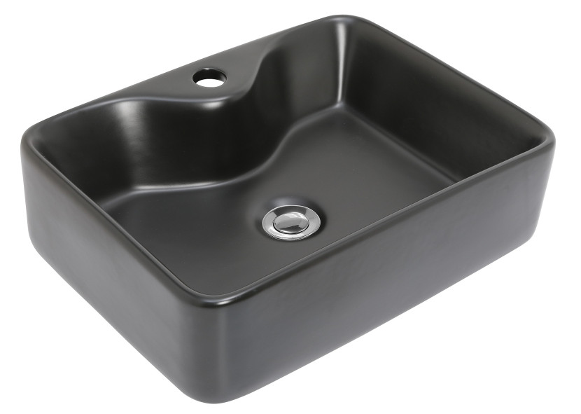 Umywalka Nablatowa Ceramiczna Prostokątna Czarna Uranus