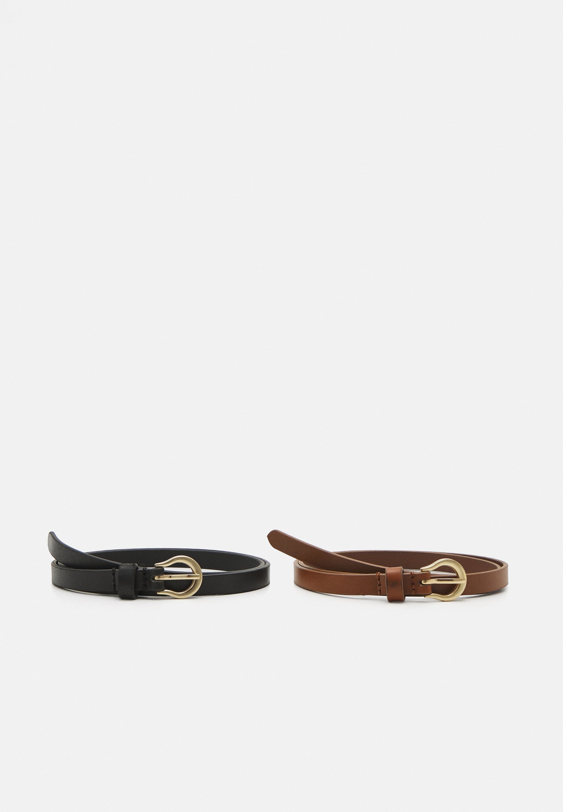 Anna Field LEATHER 2 PACK - Pasek - czarny/koniak