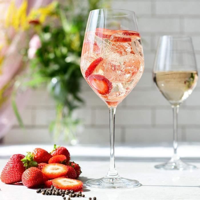 Krosno Petite Verre à Vin Rouge en Cristal - Lot de 6 Verres - 460 ml - Collection Splendour - Lavable au Lave-Vaisselle