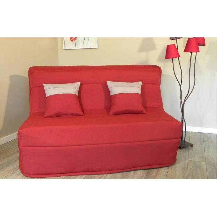 AXEL Schlafsofa in Burgunderrot mit einer Liegefläche von 140 x 200 cm und einer BULTEX Komfortmatratze
