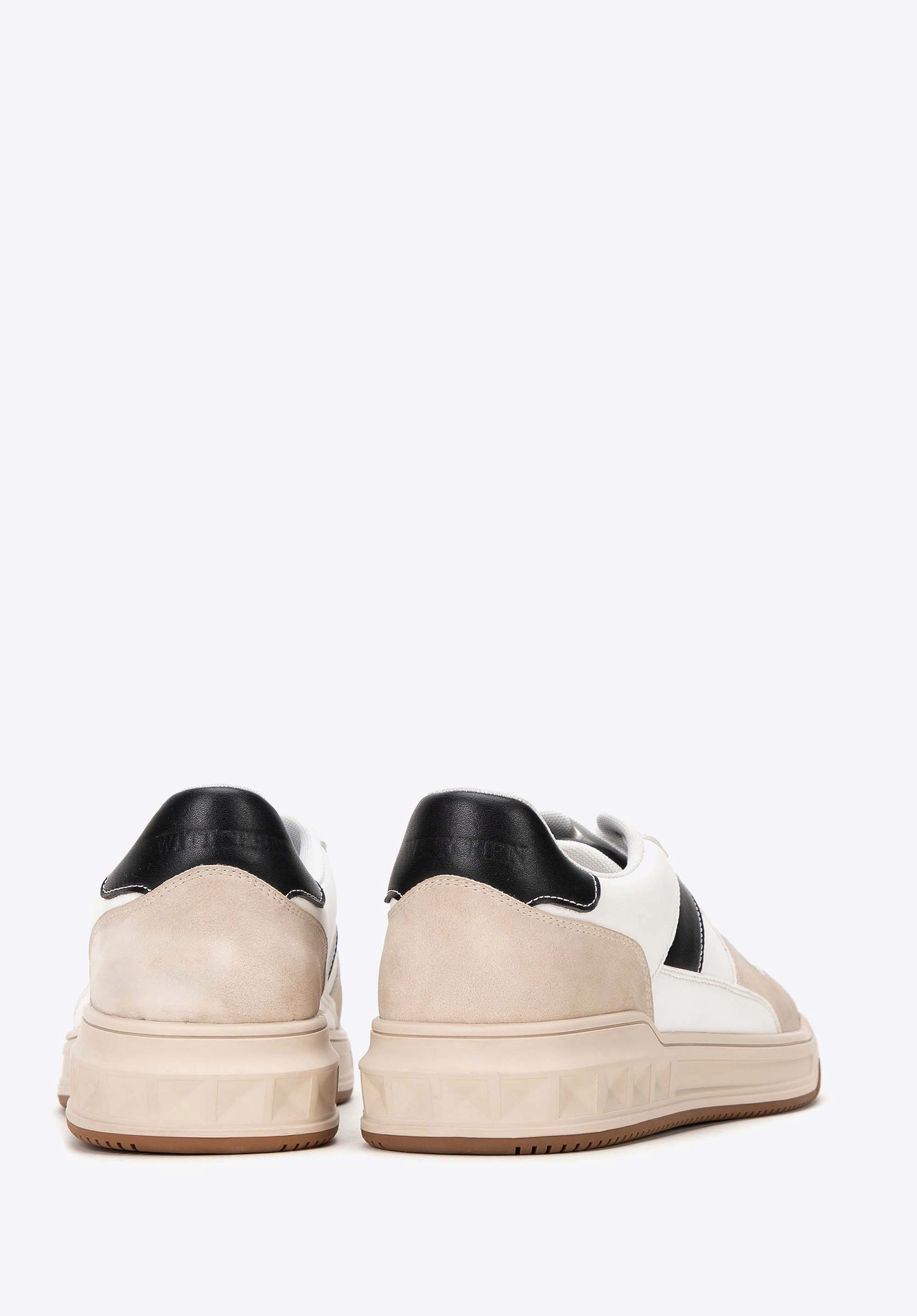 Męskie sneakersy z ekoskóry biało - beżowe