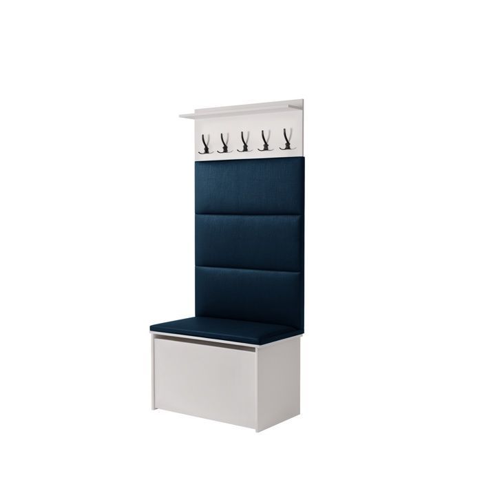 Eingangsbereich-Möbelset – ANDY – Kleiderständer, Schuhbank – mit bequemem Kissen – BLAU