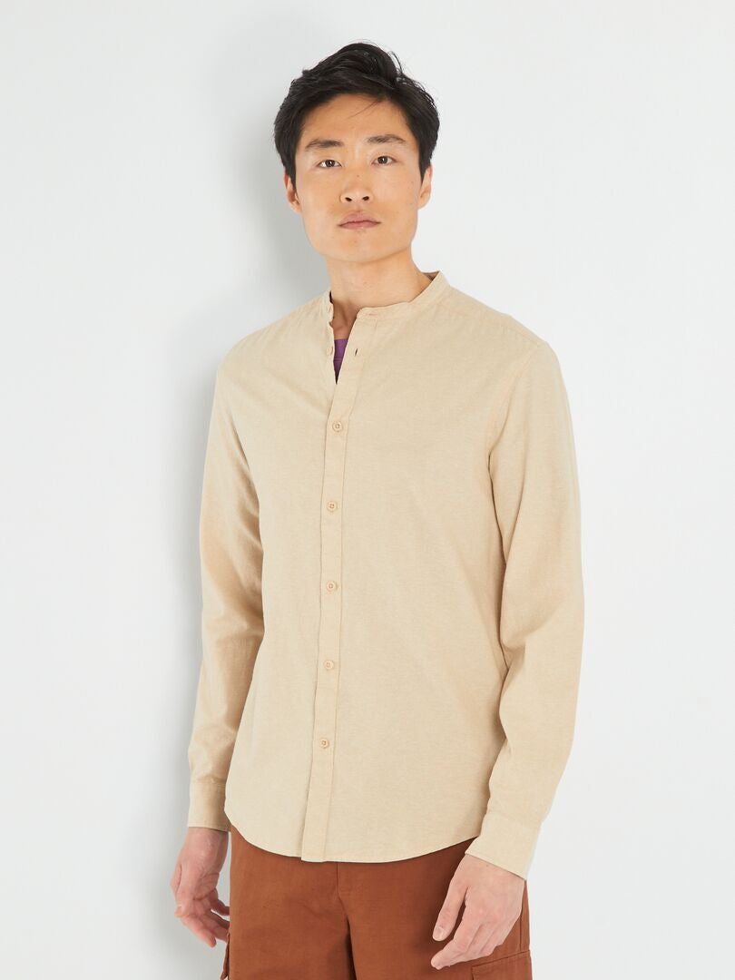 Lichtgewicht effen shirt - BEIGE