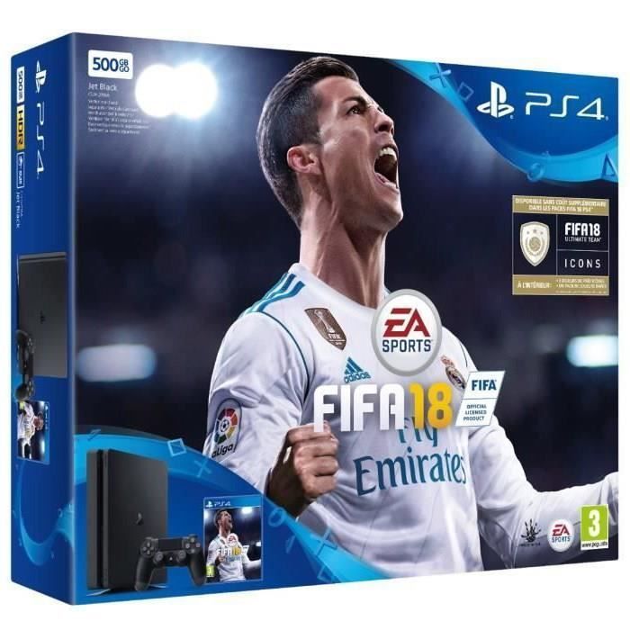 Consola Sony PlayStation 4 Slim de 500 GB + mando + FIFA 18 - Negra - Reacondicionada - Excelente estado