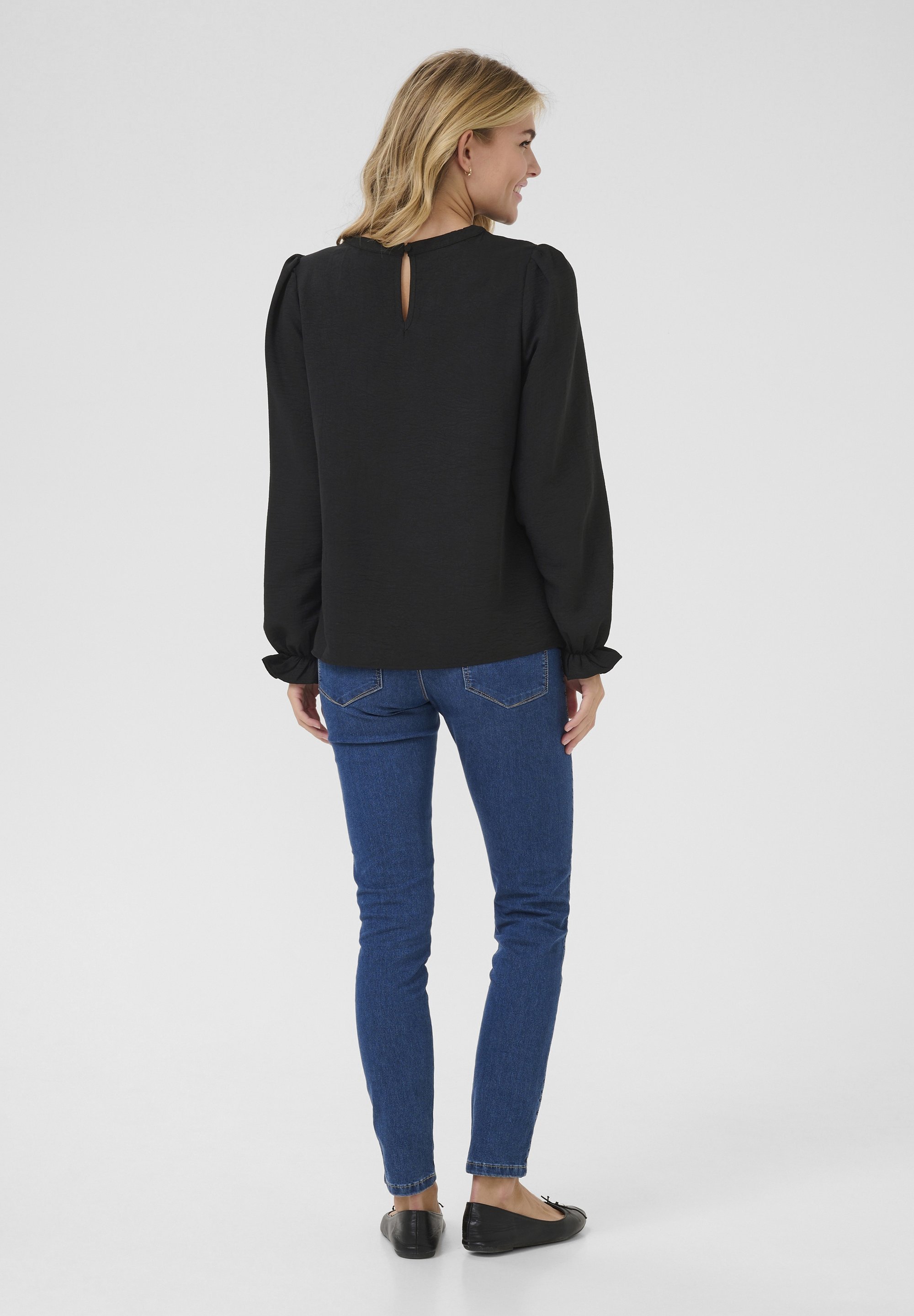 Kaffe KANITA Rundhals-Bluse - Schwarz, Dunkelbraun