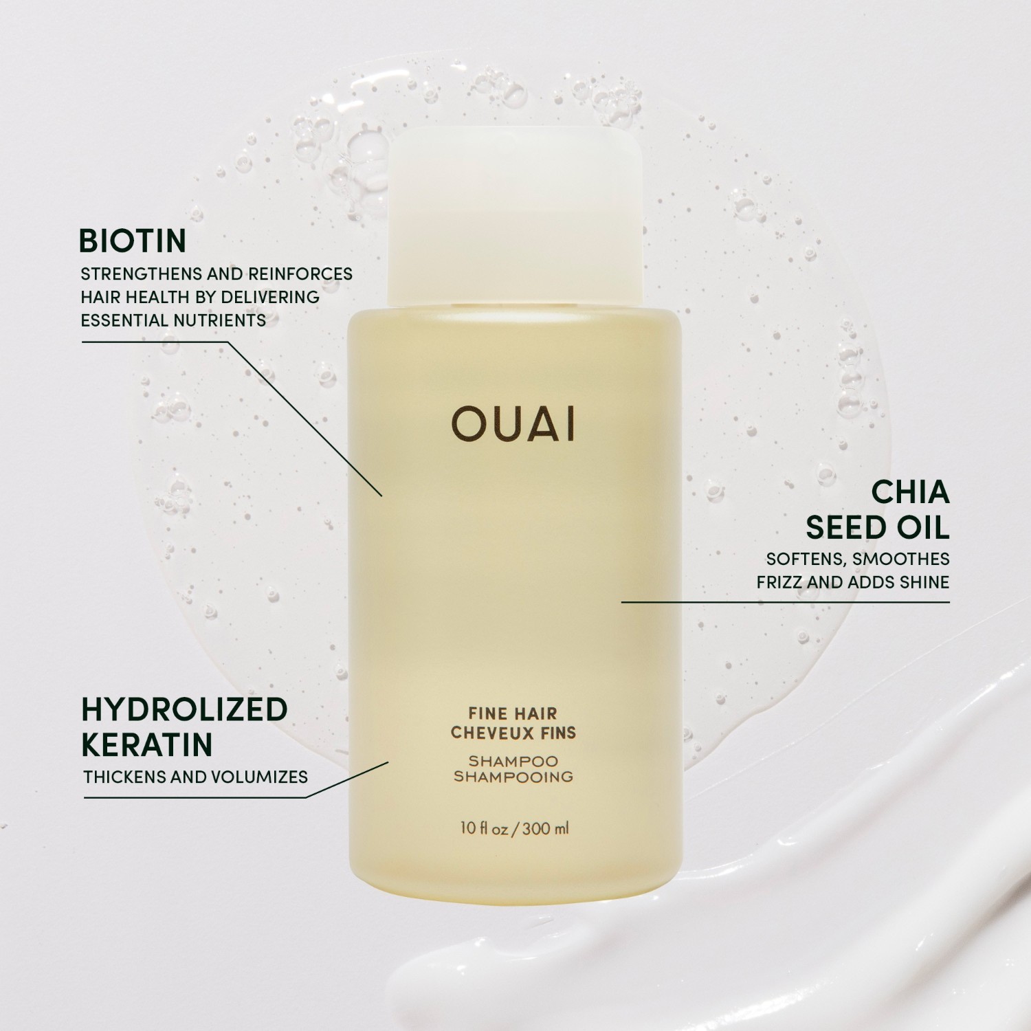 Ouai šampūnas ploniems plaukams – 89 ml