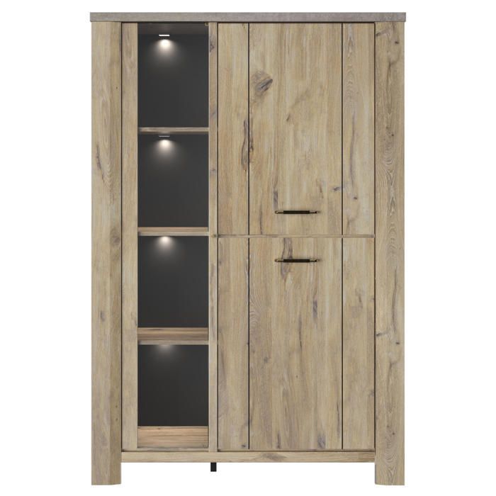 Credenza a 4 ante con finitura effetto rovere chiaro