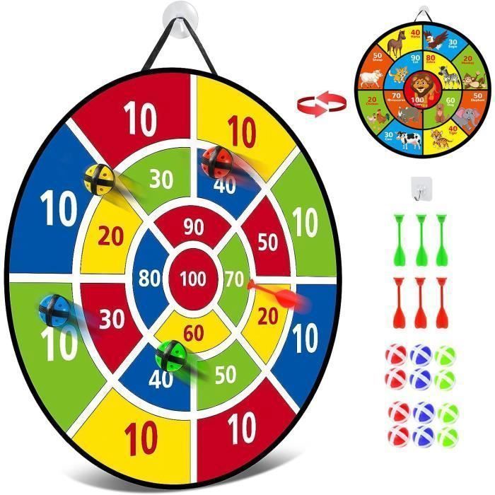 Jeu de Fléchettes - HAUTSTORE - Pliable 72 cm - 12 Balles Collantes - 6 Fléchettes - Double Face