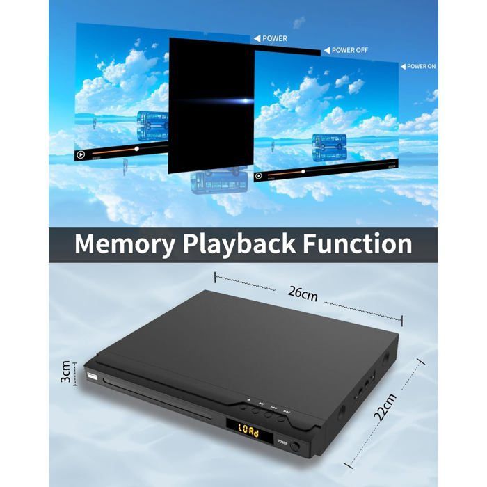 Lecteurs DVD pour téléviseur, Lecteur Disque HDMI prenant en Charge PAL/NTSC, Lecteur CD DVD sans région avec Ports karaoké