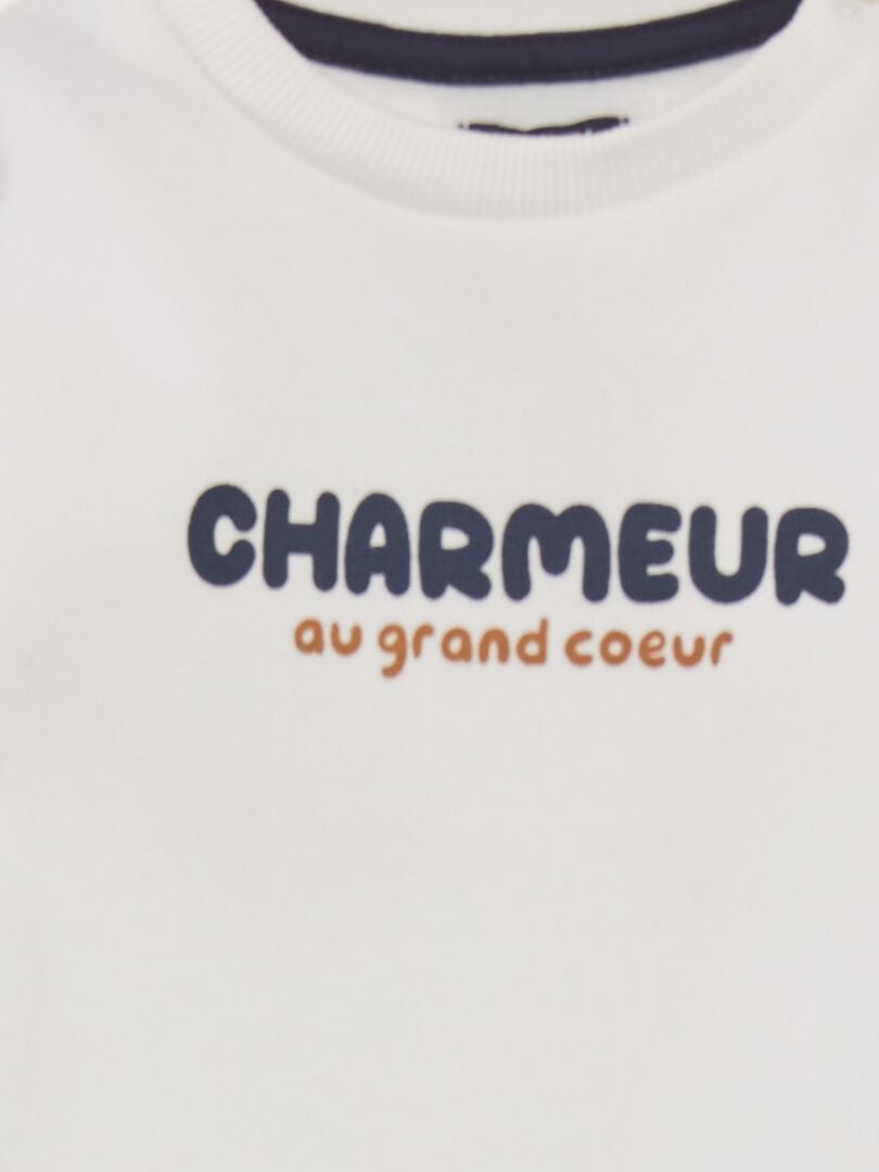 Jogging set - sweatshirt + broek - 2-delig - Wit / Zwart