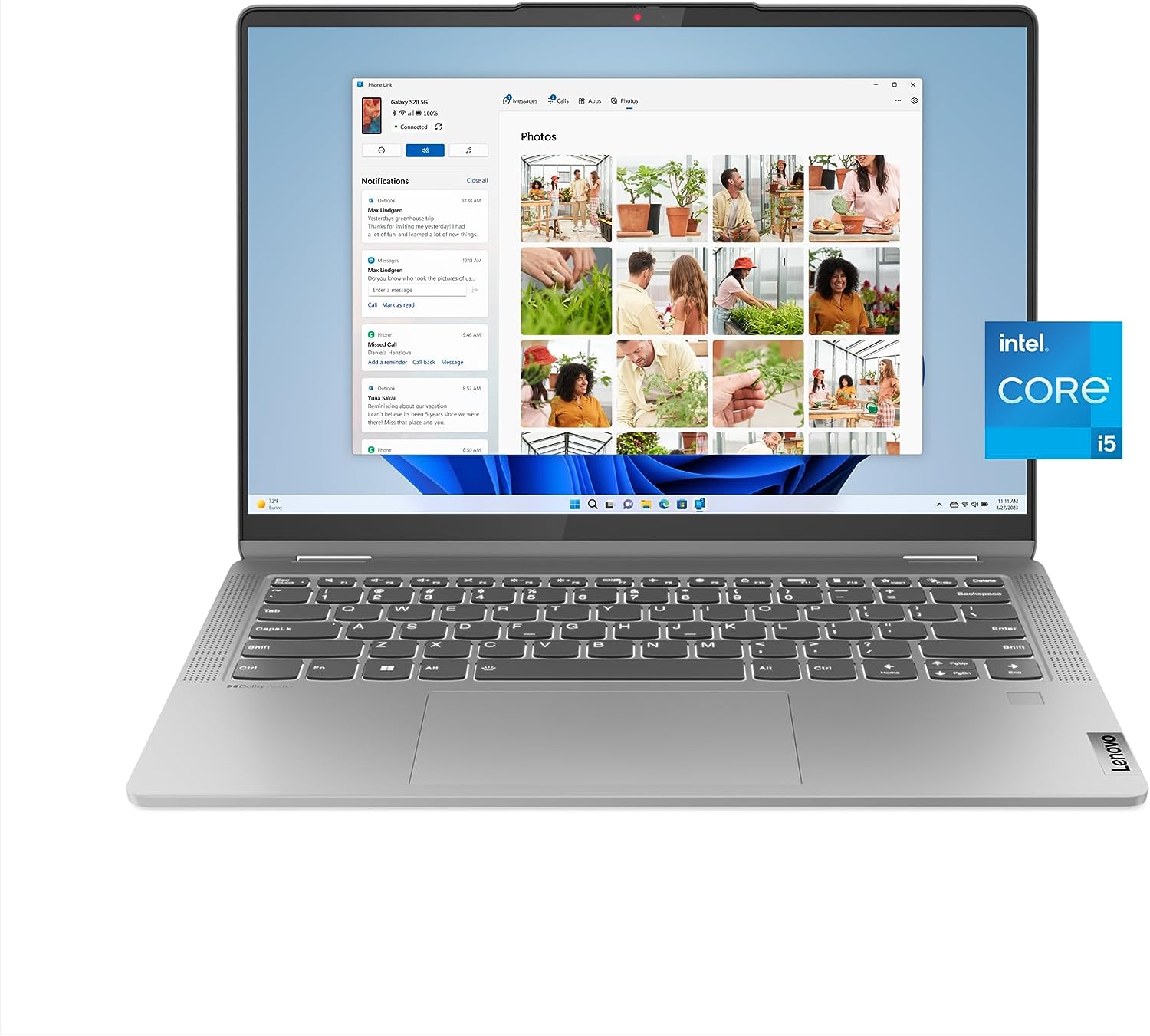 Lenovo IdeaPad Flex 5i - (2023) - Notebook do codziennego użytku - Laptop 2 w 1 - Windows 11, 14-calowy ekran dotykowy WUXGA - 8 GB pamięci - 256 GB pamięci masowej - Intel Core i5-1335U - Szary arktyczny