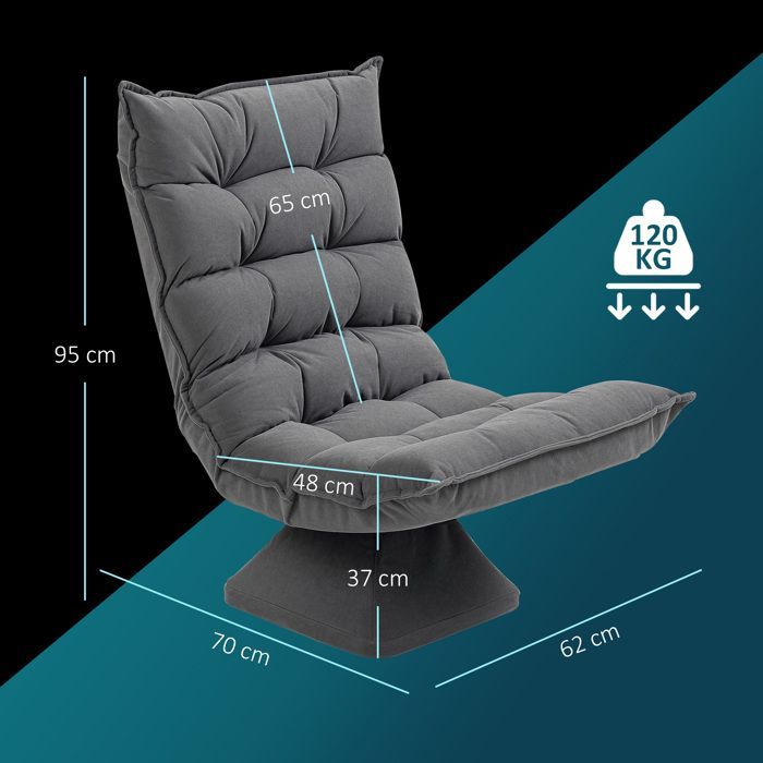 HOMCOM - Poltrona - Tecido de veludo de microfibra - 62x70x95cm - Cinza