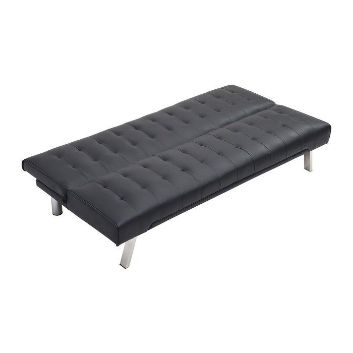 GUILLAUME black faux leather click-clack sofa bed