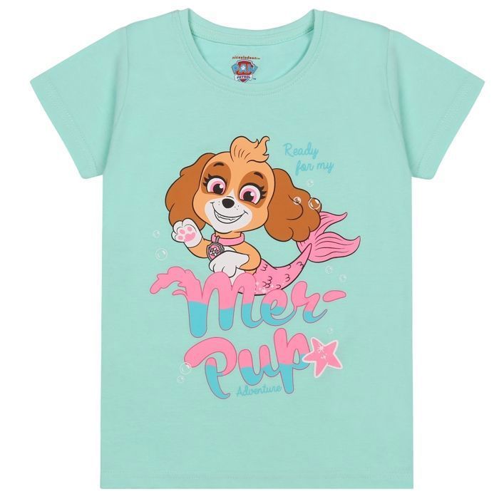 Conjunto de pijama de dos piezas de algodón de Skye de Paw Patrol para niñas, perfecto para el verano, con mangas cortas, 100 % algodón, 104 cm