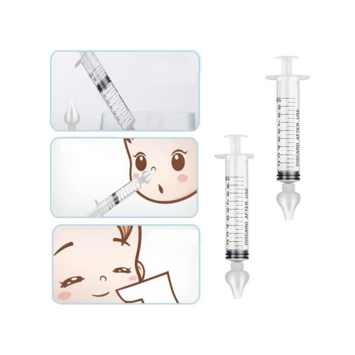 2 jeringas nasales para bebés, aspirador nasal para bebés, jeringa irrigadora nasal portátil de 10 ml, segura y cómoda.