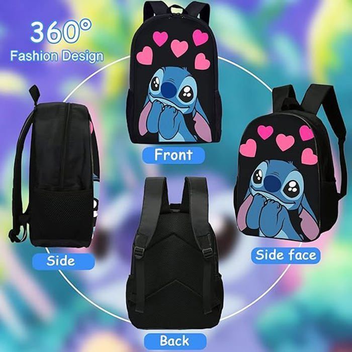 Lot de 3 Sacs pour Enfants - Trousse, Sac à dos et Sac à Bandoulière pour l’école - Pratiques et Tendance,Noir ,Taille Unique