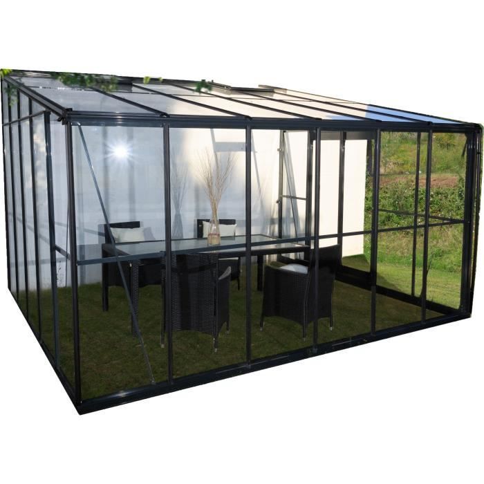 Estufa cinza/jardim de inverno com base inclinada de 12m²