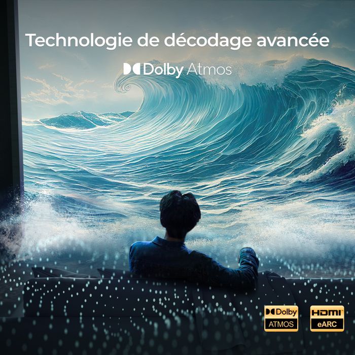 ULTIMEA Barre de son 5.1ch Dolby Atmos avec Caisson de basses + 2 enceintes, Bass et Surround Réglable, HDMI eARC, Poseidon M4T