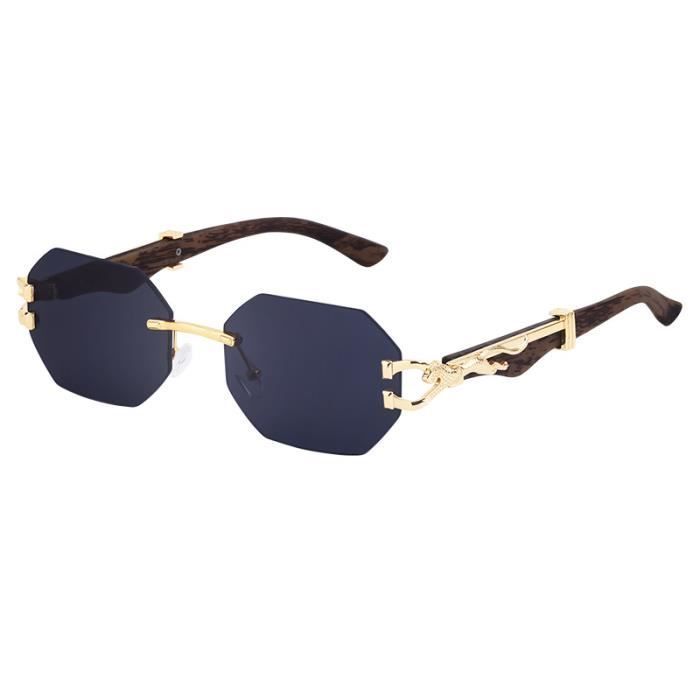 Gafas de sol SHARPHY para hombre, estampado de leopardo metálico, estilo moderno, montura de madera negra, ideales para conducir, practicar deportes y pescar, con protección UV.