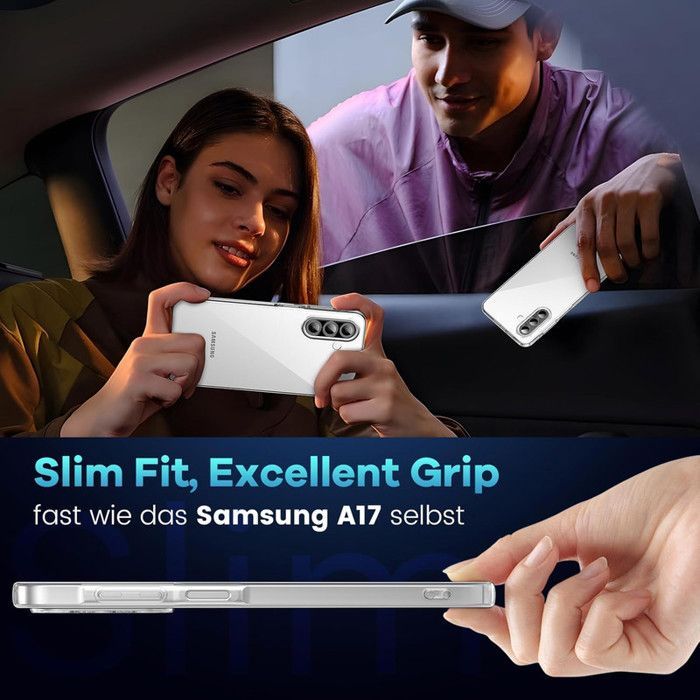 Coque Pour Samsung Galaxy A17 + 2x [Verre de Protection] Souple Silicone Léger Transparent Antichoc - New&Teck