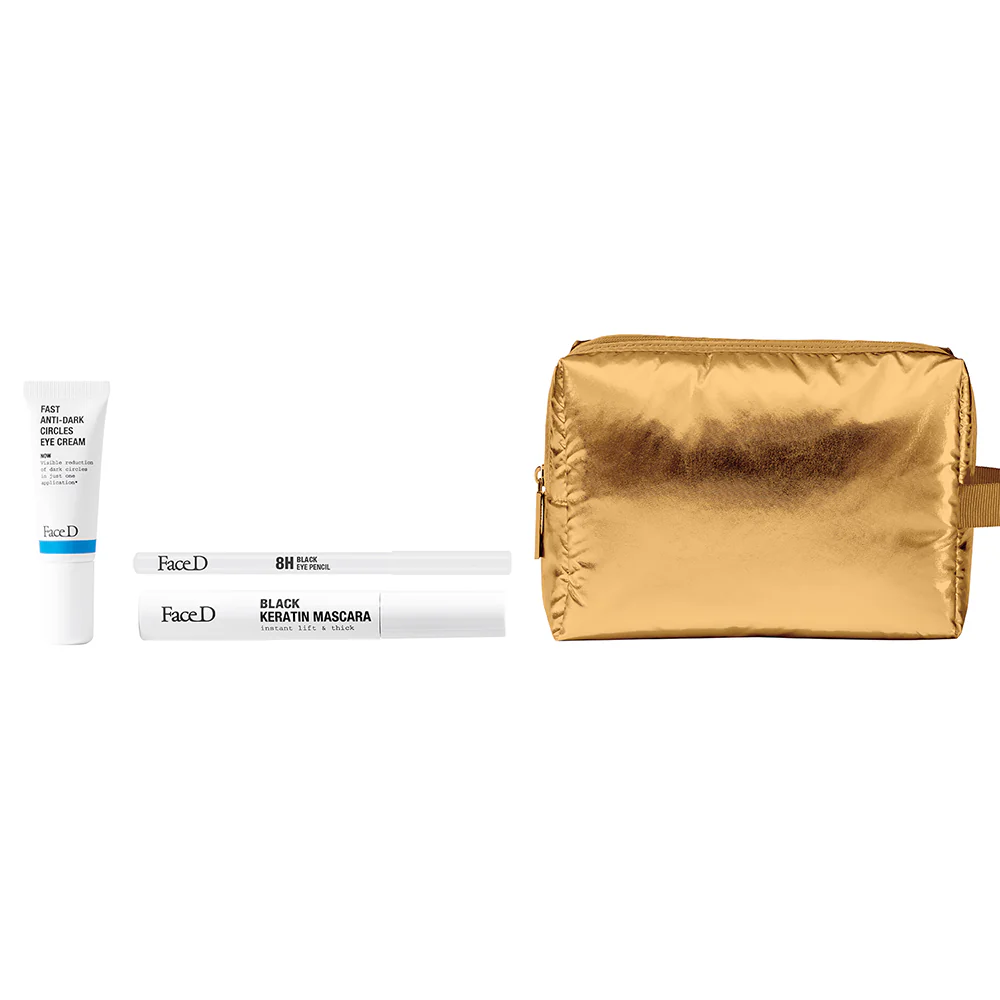 Occhi e Labbra Golden Eyes Kit - Cofanetto Make Up, Mascara, Contorno occhi idratante, Eyeliner