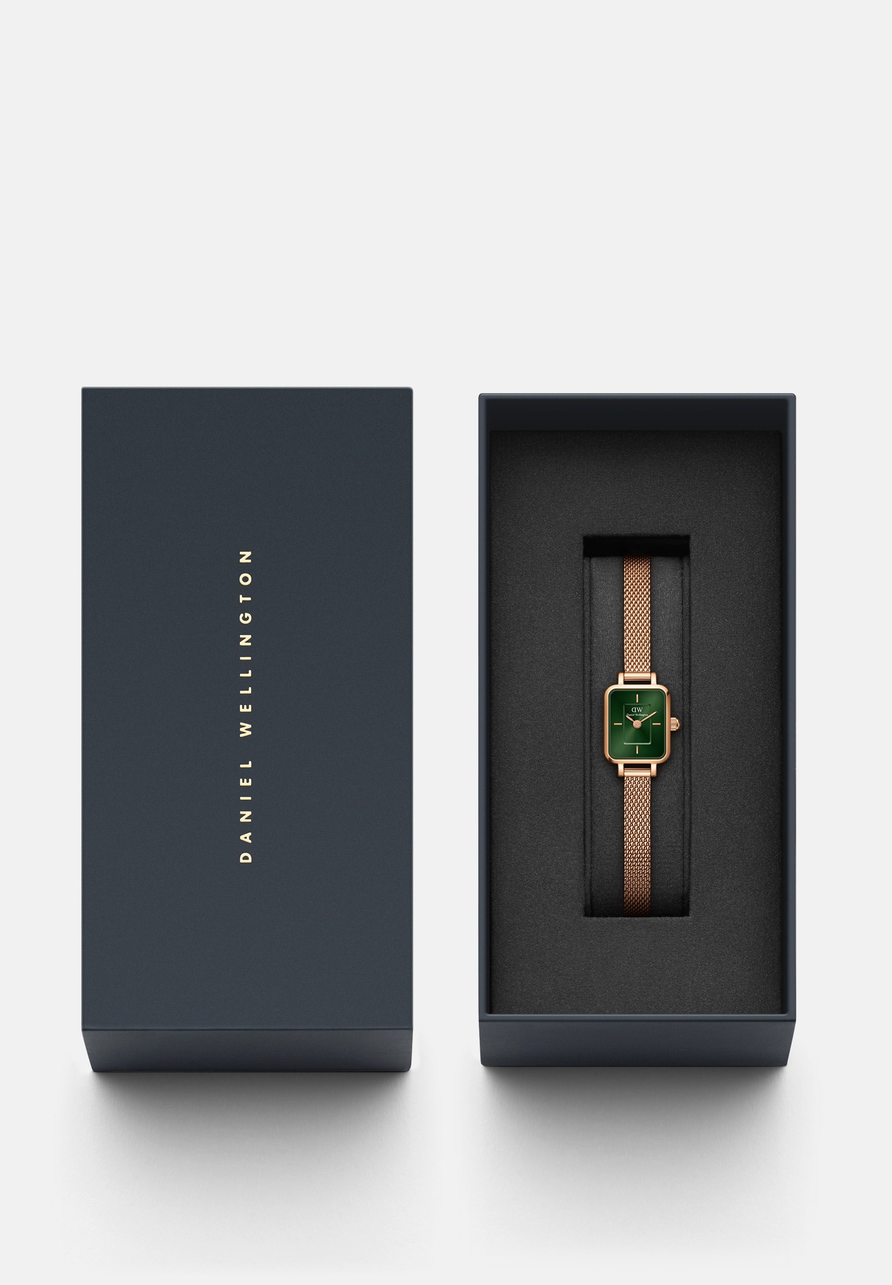 Daniel Wellington QUADRO MINI MELROSE EMERALD - Zegarek - w kolorze różowego złota