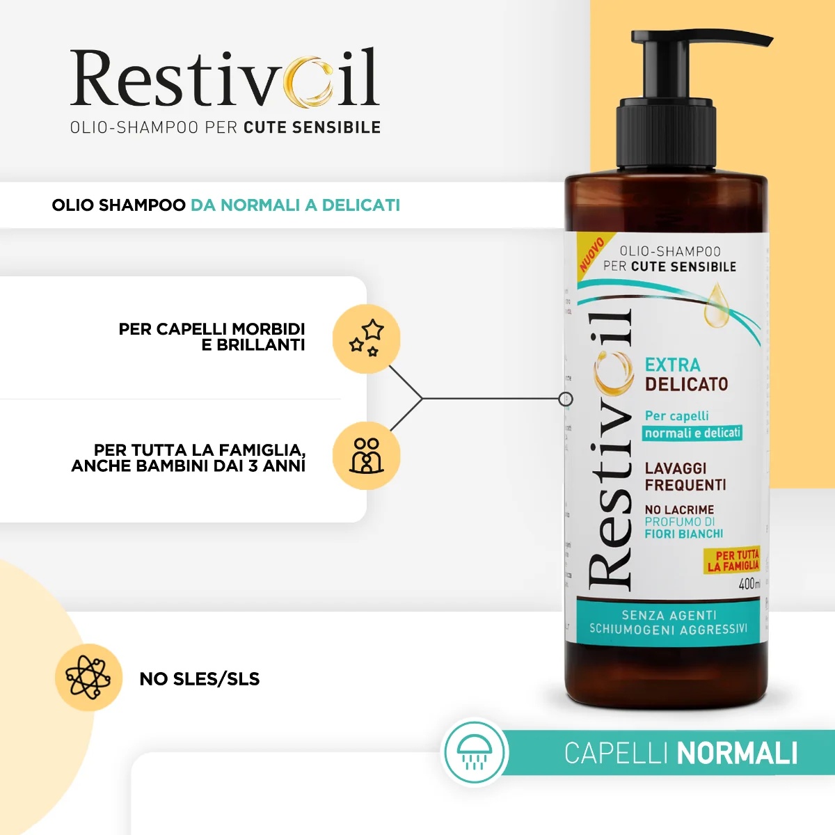 RESTIVOIL Shampoing RestivOil Extra Délicat 400 ml pour lavages fréquents