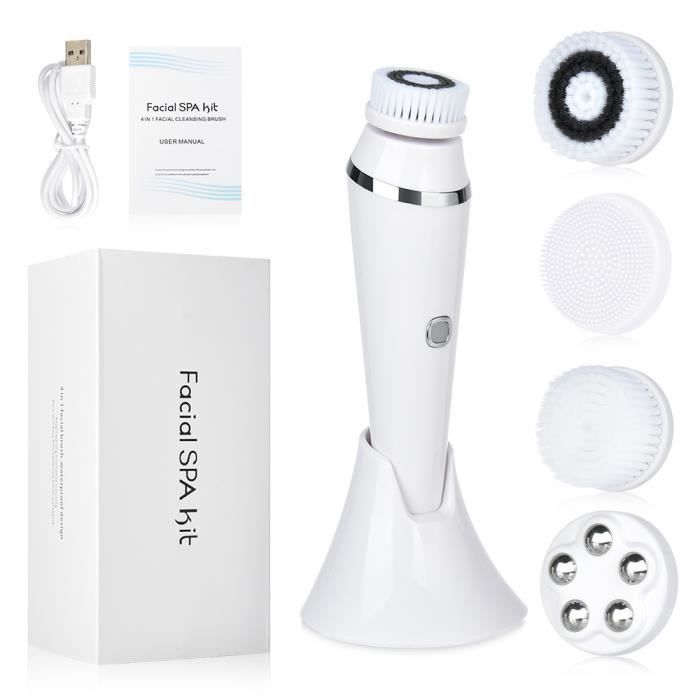Cepillo facial eléctrico recargable para limpiar, exfoliar y masajear el rostro.