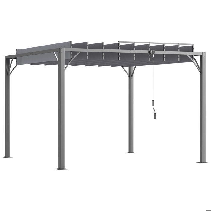 Pergola bioclimatica - Outsunny - 3x3 m, lamelle regolabili, stile contemporaneo, protezione UV 50+ - alluminio - grigio