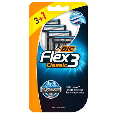 Ξυριστικές λεπίδες μιας χρήσης Bic Flex Classic 3 για απαλό ξύρισμα, 4 τεμάχια