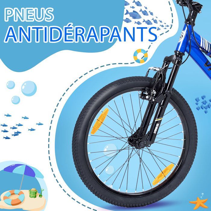 Bicicletta per bambini VANKEL da 20 pollici – Mountain bike per ragazzi/ragazze dai 6 ai 10 anni – Freni V-brake, velocità singola – Blu sportivo